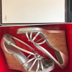 Women’s sandals wedges shoes silver Coach